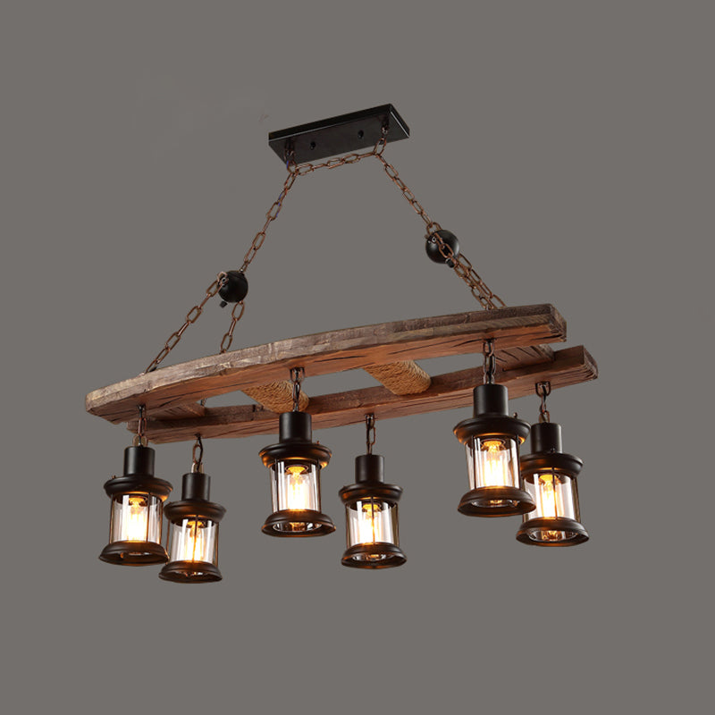 Nautical Style Lantern Chandelier Lamp Wooden Ceiling Pendant Light for Restaurant Wood Arc Clearhalo 'Carpenter Chandeliers' 'Ceiling Lights' 'Chandeliers' 'Industrial Chandeliers' 'Industrial' 'Middle Century Chandeliers' 'Modern' 'Tiffany' Lighting' 2461861