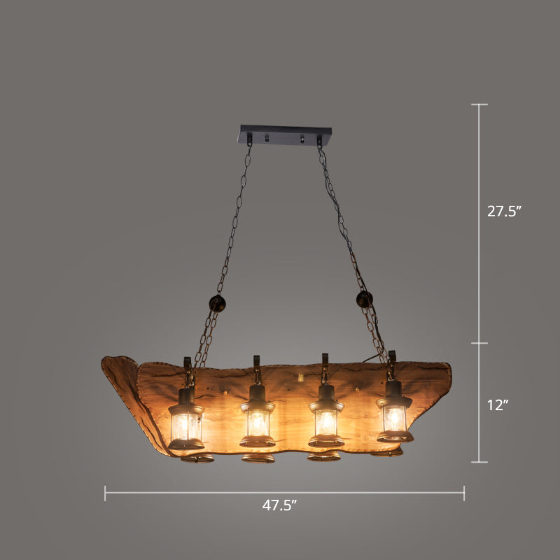 Nautical Style Lantern Chandelier Lamp Wooden Ceiling Pendant Light for Restaurant Clearhalo 'Carpenter Chandeliers' 'Ceiling Lights' 'Chandeliers' 'Industrial Chandeliers' 'Industrial' 'Middle Century Chandeliers' 'Modern' 'Tiffany' Lighting' 2461862