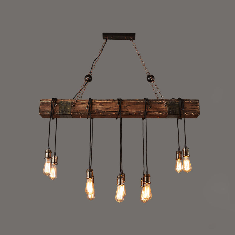 Nautical Style Lantern Chandelier Lamp Wooden Ceiling Pendant Light for Restaurant Wood Long Arm Clearhalo 'Carpenter Chandeliers' 'Ceiling Lights' 'Chandeliers' 'Industrial Chandeliers' 'Industrial' 'Middle Century Chandeliers' 'Modern' 'Tiffany' Lighting' 2461863