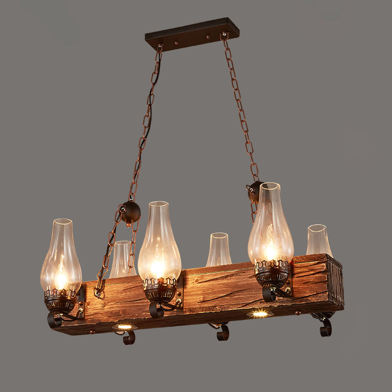 Nautical Style Lantern Chandelier Lamp Wooden Ceiling Pendant Light for Restaurant Wood Straight Clearhalo 'Carpenter Chandeliers' 'Ceiling Lights' 'Chandeliers' 'Industrial Chandeliers' 'Industrial' 'Middle Century Chandeliers' 'Modern' 'Tiffany' Lighting' 2461867