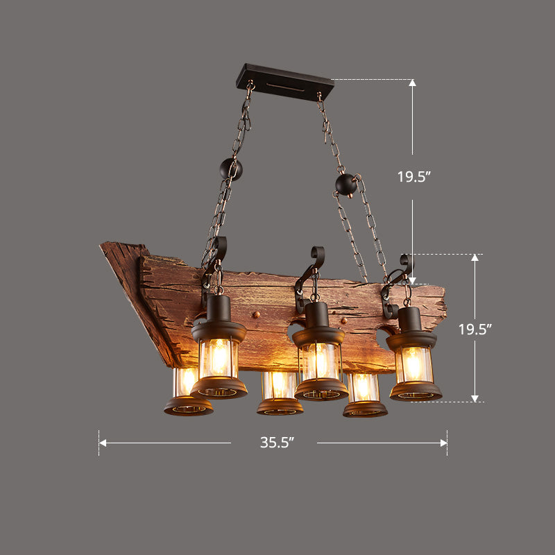 Nautical Style Lantern Chandelier Lamp Wooden Ceiling Pendant Light for Restaurant Clearhalo 'Carpenter Chandeliers' 'Ceiling Lights' 'Chandeliers' 'Industrial Chandeliers' 'Industrial' 'Middle Century Chandeliers' 'Modern' 'Tiffany' Lighting' 2461868