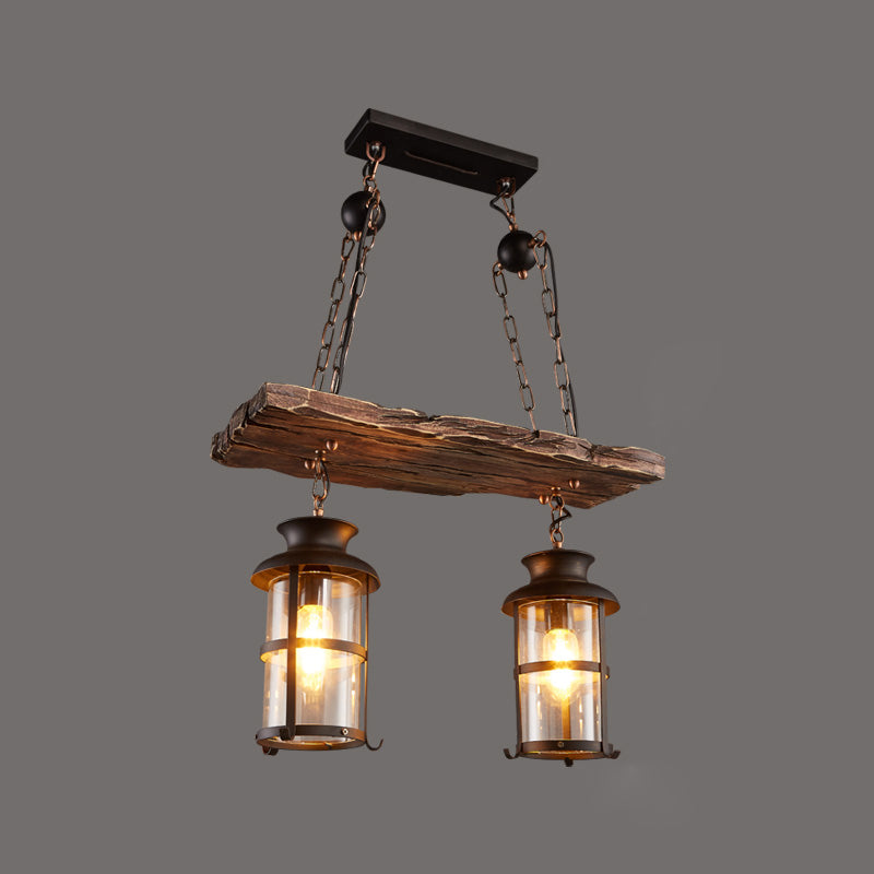 Nautical Style Lantern Chandelier Lamp Wooden Ceiling Pendant Light for Restaurant Wood Rectangle Clearhalo 'Carpenter Chandeliers' 'Ceiling Lights' 'Chandeliers' 'Industrial Chandeliers' 'Industrial' 'Middle Century Chandeliers' 'Modern' 'Tiffany' Lighting' 2461876