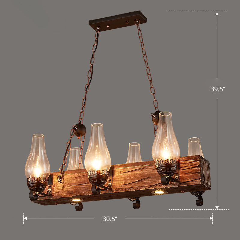 Nautical Style Lantern Chandelier Lamp Wooden Ceiling Pendant Light for Restaurant Clearhalo 'Carpenter Chandeliers' 'Ceiling Lights' 'Chandeliers' 'Industrial Chandeliers' 'Industrial' 'Middle Century Chandeliers' 'Modern' 'Tiffany' Lighting' 2461877