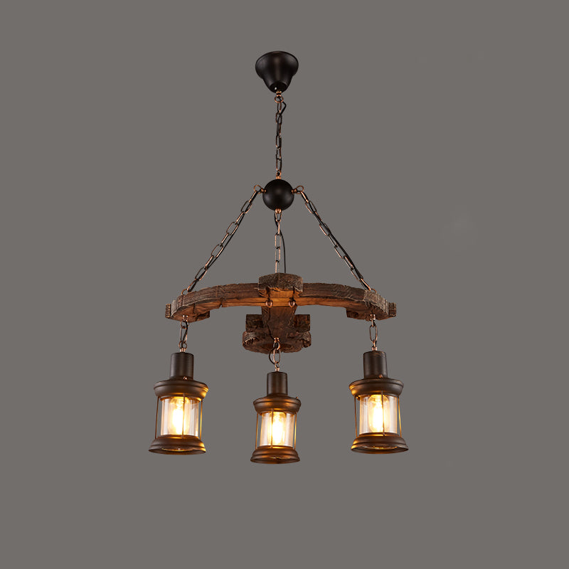 Nautical Style Lantern Chandelier Lamp Wooden Ceiling Pendant Light for Restaurant Wood Airplane Clearhalo 'Carpenter Chandeliers' 'Ceiling Lights' 'Chandeliers' 'Industrial Chandeliers' 'Industrial' 'Middle Century Chandeliers' 'Modern' 'Tiffany' Lighting' 2461886