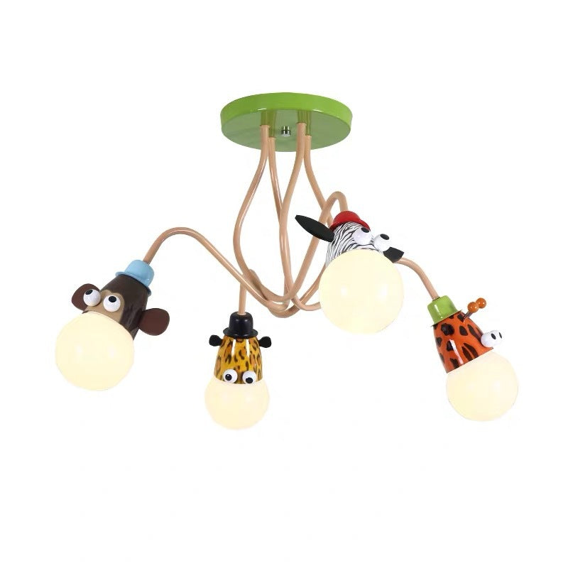 Exposed Bulb Flush Mount Fixture Cartoon Metal Orange Semi Flush Ceiling Light with Animal Decoration Clearhalo 'Ceiling Lights' 'Close To Ceiling Lights' 'Close to ceiling' 'Semi-flushmount' Lighting' 2461911