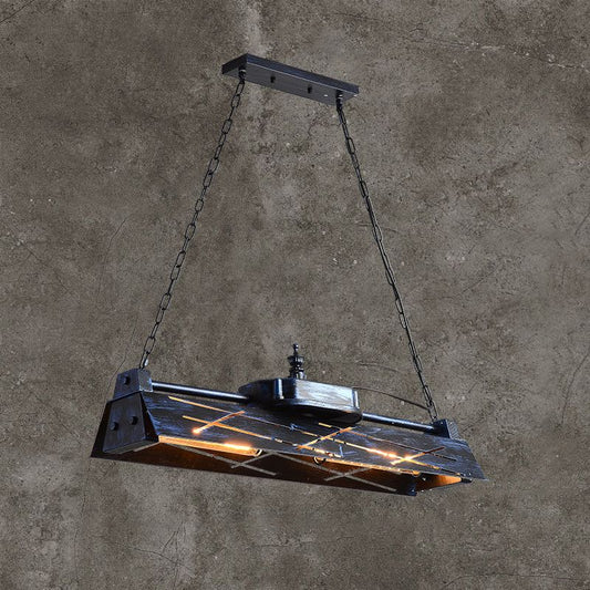 Metal Hollow-out Suspension Lamp Industrial 4-Light Dining Room Island Light Fixture Blue-Black Clearhalo 'Ceiling Lights' 'Island Lights' Lighting' 2461917