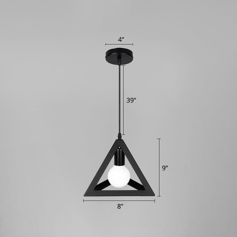 Black 1 Head Suspension Lamp Industrial Iron Geometric Cage Hanging Ceiling Light for Restaurant Clearhalo 'Art Deco Pendants' 'Black' 'Cast Iron' 'Ceiling Lights' 'Ceramic' 'Crystal' 'Industrial Pendants' 'Industrial' 'Metal' 'Middle Century Pendants' 'Pendant Lights' 'Pendants' 'Rustic Pendants' 'Tiffany' Lighting' 2461957