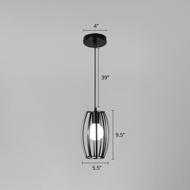 Black 1 Head Suspension Lamp Industrial Iron Geometric Cage Hanging Ceiling Light for Restaurant Clearhalo 'Art Deco Pendants' 'Black' 'Cast Iron' 'Ceiling Lights' 'Ceramic' 'Crystal' 'Industrial Pendants' 'Industrial' 'Metal' 'Middle Century Pendants' 'Pendant Lights' 'Pendants' 'Rustic Pendants' 'Tiffany' Lighting' 2461958