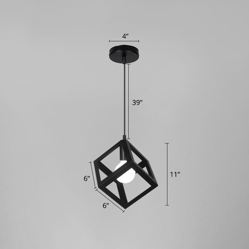 Black 1 Head Suspension Lamp Industrial Iron Geometric Cage Hanging Ceiling Light for Restaurant Clearhalo 'Art Deco Pendants' 'Black' 'Cast Iron' 'Ceiling Lights' 'Ceramic' 'Crystal' 'Industrial Pendants' 'Industrial' 'Metal' 'Middle Century Pendants' 'Pendant Lights' 'Pendants' 'Rustic Pendants' 'Tiffany' Lighting' 2461959