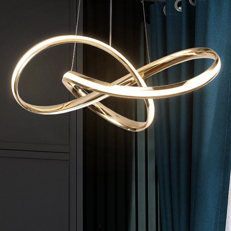 Twist Aluminum Chandelier Artistic Gold LED Hanging Ceiling Light for Dining Room Clearhalo 'Ceiling Lights' 'Chandeliers' 'Modern Chandeliers' 'Modern' Lighting' 2461971