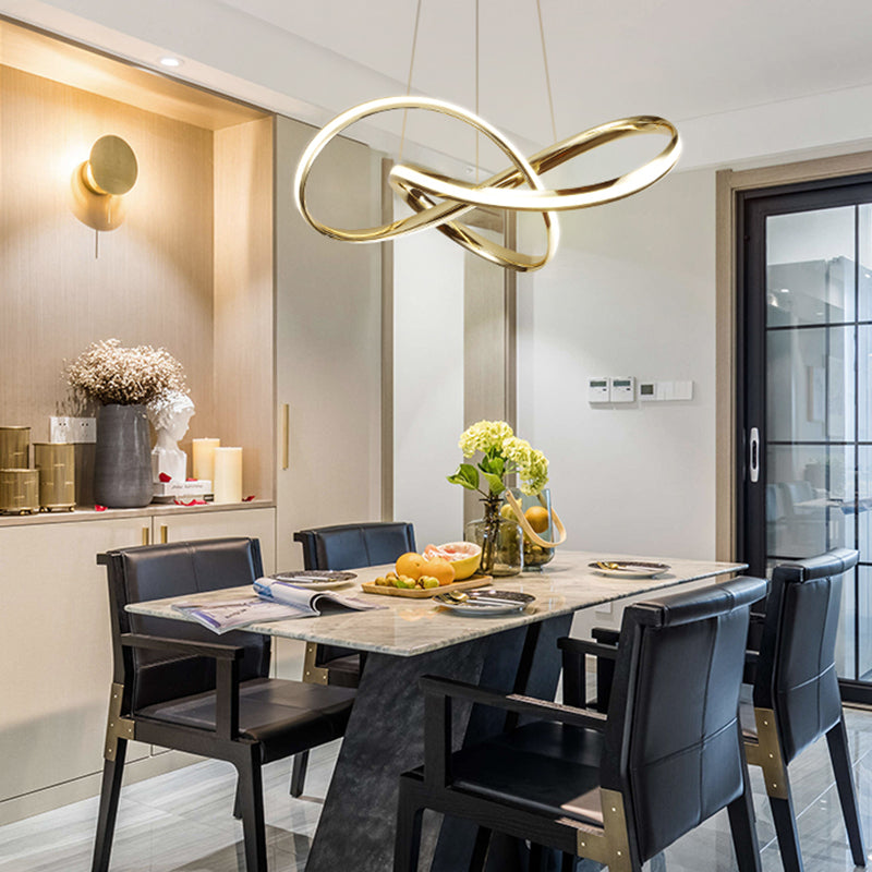 Twist Aluminum Chandelier Artistic Gold LED Hanging Ceiling Light for Dining Room Clearhalo 'Ceiling Lights' 'Chandeliers' 'Modern Chandeliers' 'Modern' Lighting' 2461973