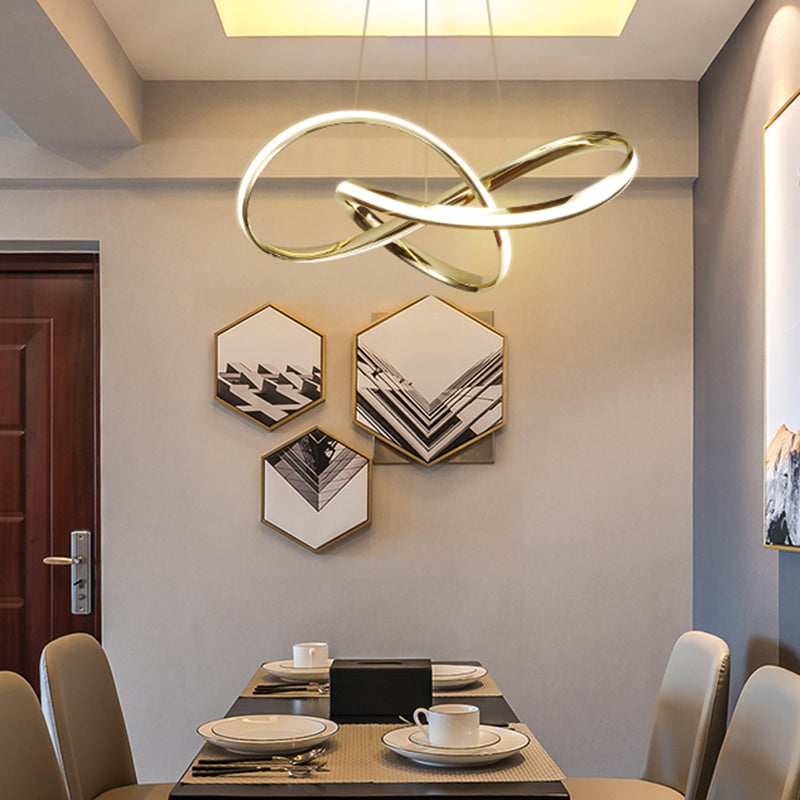 Twist Aluminum Chandelier Artistic Gold LED Hanging Ceiling Light for Dining Room Clearhalo 'Ceiling Lights' 'Chandeliers' 'Modern Chandeliers' 'Modern' Lighting' 2461974