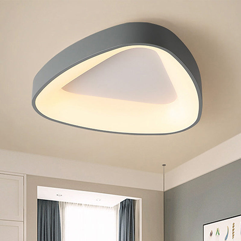 Nordic LED Flush Mount Acrylic Shaded Grey Triangle Ceiling Mounted Fixture in White/Warm/Natural Light Grey Warm Clearhalo 'Ceiling Lights' 'Close To Ceiling Lights' 'Close to ceiling' 'Flush mount' Lighting' 246203