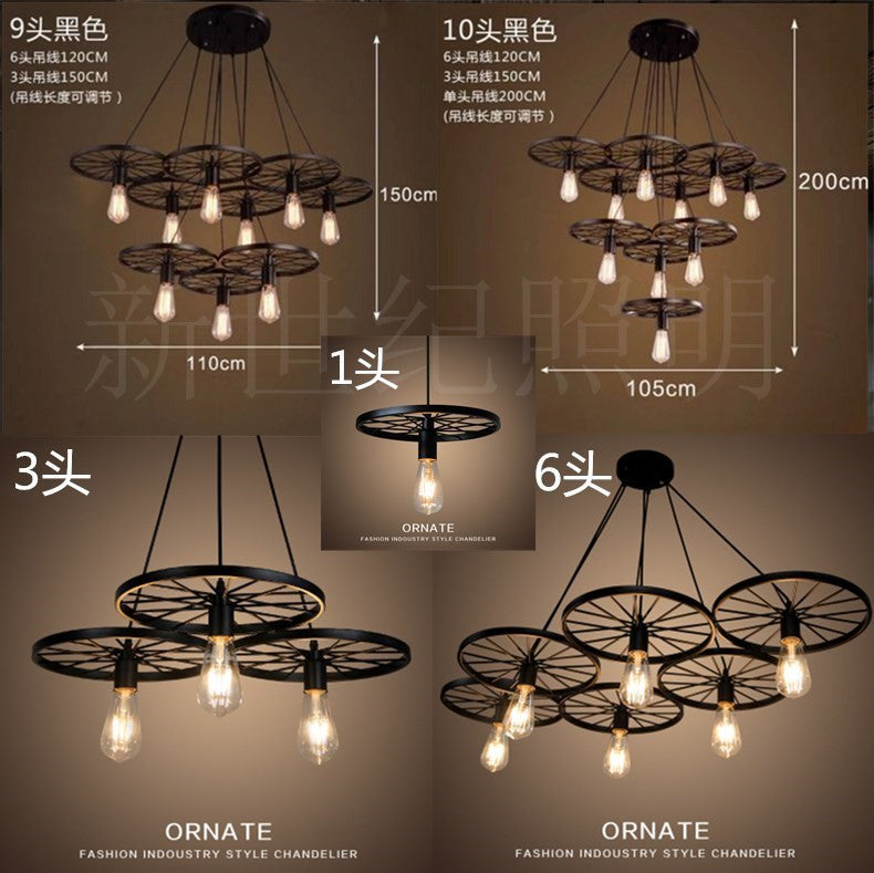 Black Wheel Chandelier Lighting Industrial Metal Living Room Hanging Light Fixture Black Clearhalo 'Cast Iron' 'Ceiling Lights' 'Chandeliers' 'Industrial Chandeliers' 'Industrial' 'Metal' 'Middle Century Chandeliers' 'Rustic Chandeliers' 'Tiffany' Lighting' 2462060