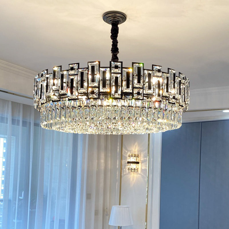 Multi-Layer Round Pendant Chandelier Modern K9 Crystal Hanging Light for Living Room Clearhalo 'Ceiling Lights' 'Chandeliers' 'Modern Chandeliers' 'Modern' Lighting' 2462062