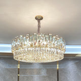 Multi-Layer Round Pendant Chandelier Modern K9 Crystal Hanging Light for Living Room Gold 19.5" Clearhalo 'Ceiling Lights' 'Chandeliers' 'Modern Chandeliers' 'Modern' Lighting' 2462063