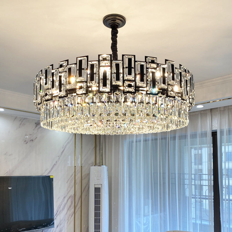 Multi-Layer Round Pendant Chandelier Modern K9 Crystal Hanging Light for Living Room Clearhalo 'Ceiling Lights' 'Chandeliers' 'Modern Chandeliers' 'Modern' Lighting' 2462065