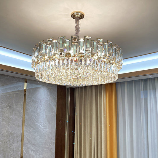 Multi-Layer Round Pendant Chandelier Modern K9 Crystal Hanging Light for Living Room Clearhalo 'Ceiling Lights' 'Chandeliers' 'Modern Chandeliers' 'Modern' Lighting' 2462067