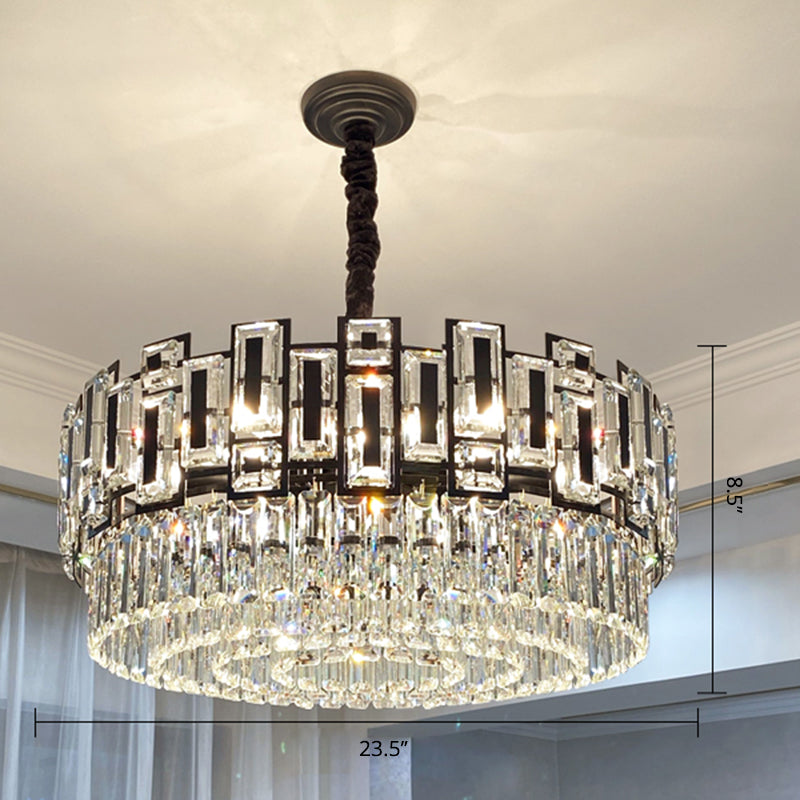Multi-Layer Round Pendant Chandelier Modern K9 Crystal Hanging Light for Living Room Clearhalo 'Ceiling Lights' 'Chandeliers' 'Modern Chandeliers' 'Modern' Lighting' 2462071