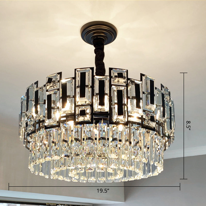Multi-Layer Round Pendant Chandelier Modern K9 Crystal Hanging Light for Living Room Clearhalo 'Ceiling Lights' 'Chandeliers' 'Modern Chandeliers' 'Modern' Lighting' 2462072