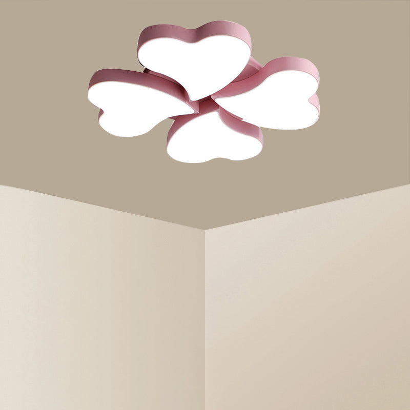 Clover Shaped Foyer LED Ceiling Lamp Acrylic Nordic Style Flush Mount Light Fixture - Pink - Loving Heart - Clearhalo - 'Ceiling Lights' - 'Close To Ceiling Lights' - 'Close to ceiling' - 'Flush mount' - Lighting' - 2462082