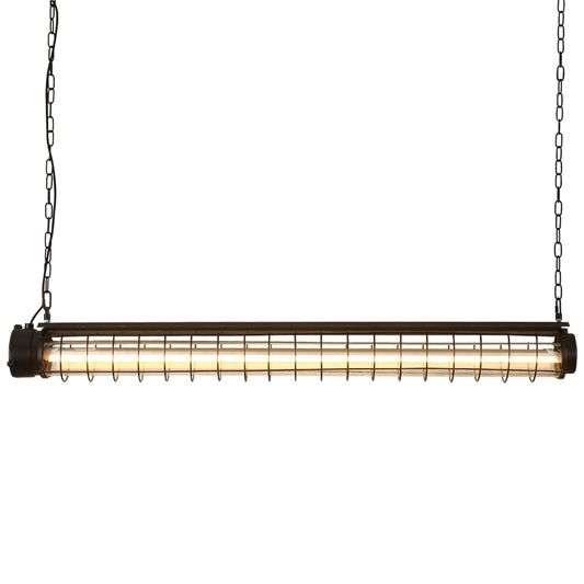 Tubular Cage Dining Room Island Lamp Industrial Metal Black Hanging Ceiling Light Clearhalo 'Ceiling Lights' 'Island Lights' Lighting' 2462134