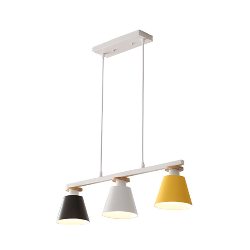 Trifle Cup Dining Room Suspension Lamp Metal 3-Light Macaron Island Pendant Light Yellow-Black Clearhalo 'Ceiling Lights' 'Island Lights' Lighting' 2462154