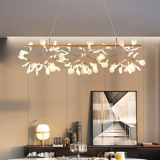 Heracleum over Island Lighting Minimalist Acrylic 81-Head Gold Pendant Ceiling Lamp Clearhalo 'Ceiling Lights' 'Island Lights' Lighting' 2462169