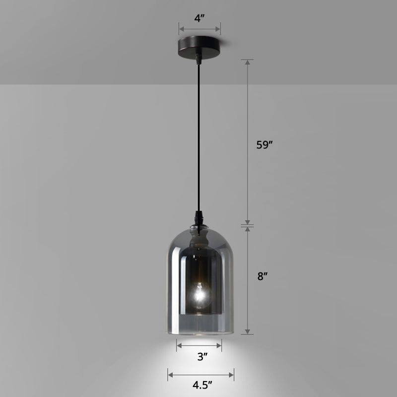 Dual Cloche Shaped Pendant Light Postmodern Blown Glass 1 Head Bedroom Suspension Light Clearhalo 'Ceiling Lights' 'Glass shade' 'Glass' 'Modern Pendants' 'Modern' 'Pendant Lights' 'Pendants' Lighting' 2462179