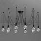 Industrial Exposed Bulb Swag Pendant Metallic Multi Light Chandelier in Black for Living Room Clearhalo 'Ceiling Lights' 'Industrial Pendants' 'Industrial' 'Middle Century Pendants' 'Pendant Lights' 'Pendants' 'Tiffany' Lighting' 2462188