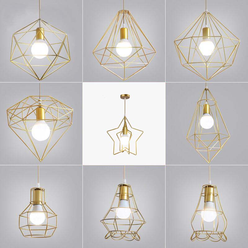 Metal Wire Cage Hanging Lamp Nordic Style Single Dining Room Ceiling Pendant Light in Gold Clearhalo 'Art Deco Pendants' 'Cast Iron' 'Ceiling Lights' 'Ceramic' 'Crystal' 'Industrial Pendants' 'Industrial' 'Metal' 'Middle Century Pendants' 'Pendant Lights' 'Pendants' 'Tiffany' Lighting' 2462211
