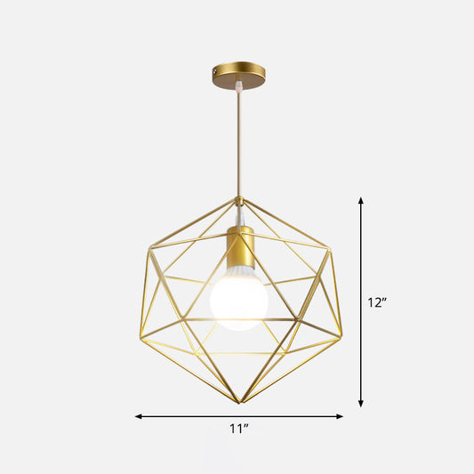 Metal Wire Cage Hanging Lamp Nordic Style Single Dining Room Ceiling Pendant Light in Gold Clearhalo 'Art Deco Pendants' 'Cast Iron' 'Ceiling Lights' 'Ceramic' 'Crystal' 'Industrial Pendants' 'Industrial' 'Metal' 'Middle Century Pendants' 'Pendant Lights' 'Pendants' 'Tiffany' Lighting' 2462221