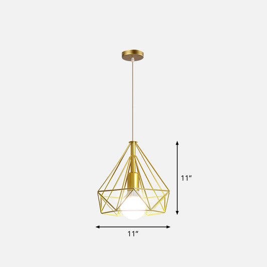 Metal Wire Cage Hanging Lamp Nordic Style Single Dining Room Ceiling Pendant Light in Gold Clearhalo 'Art Deco Pendants' 'Cast Iron' 'Ceiling Lights' 'Ceramic' 'Crystal' 'Industrial Pendants' 'Industrial' 'Metal' 'Middle Century Pendants' 'Pendant Lights' 'Pendants' 'Tiffany' Lighting' 2462238