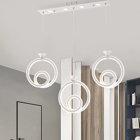 Multi-Ring Cluster Pendant Contemporary Acrylic 3/5-Head Kitchen Suspension Lamp in Warm/White/Natural Light Clearhalo 'Ceiling Lights' 'Modern Pendants' 'Modern' 'Pendant Lights' 'Pendants' Lighting' 246224