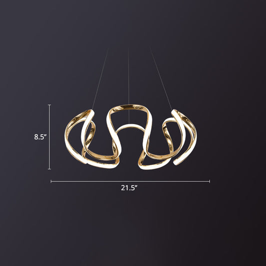 Minimalistic Curve Chandelier Pendant Light Metal Bedroom LED Hanging Lamp in Gold Clearhalo 'Ceiling Lights' 'Chandeliers' 'Modern Chandeliers' 'Modern' Lighting' 2462273