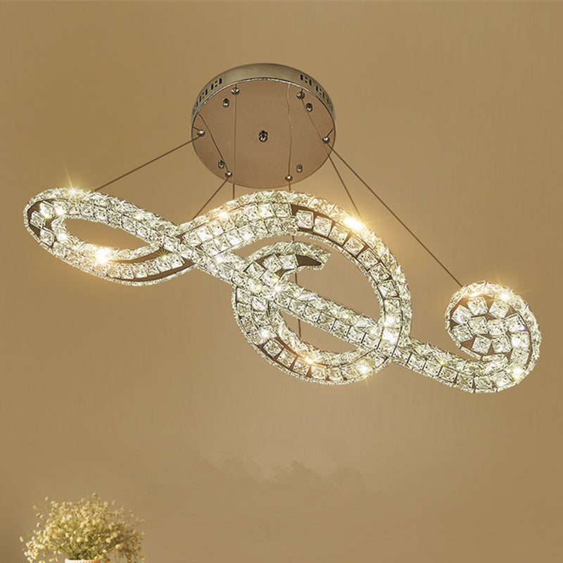 Crystal Musical Note Pendant Light Minimalist LED Chandelier Lamp for Clothing Store Clear Clearhalo 'Ceiling Lights' 'Chandeliers' 'Clear' 'Industrial' 'Modern Chandeliers' 'Modern' 'Tiffany' 'Traditional Chandeliers' Lighting' 2462282