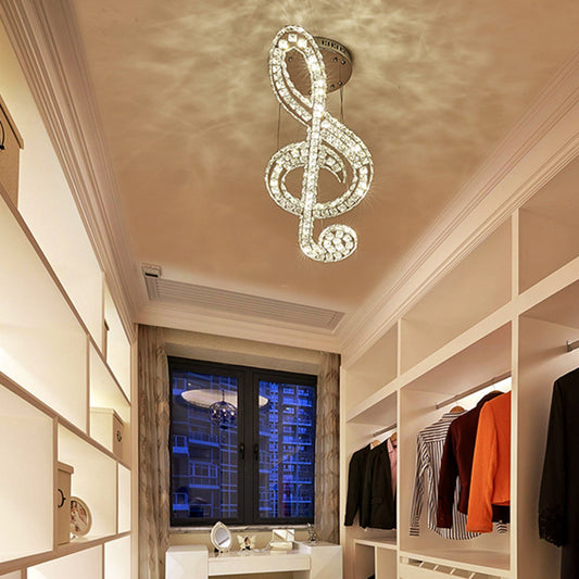 Crystal Musical Note Pendant Light Minimalist LED Chandelier Lamp for Clothing Store Clearhalo 'Ceiling Lights' 'Chandeliers' 'Clear' 'Industrial' 'Modern Chandeliers' 'Modern' 'Tiffany' 'Traditional Chandeliers' Lighting' 2462283
