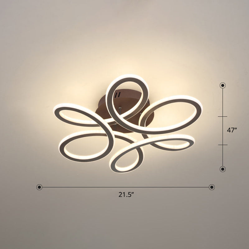 Simplicity Floral Semi Mount Lighting Metal Bedroom LED Ceiling Flush Light Fixture Clearhalo 'Ceiling Lights' 'Close To Ceiling Lights' 'Close to ceiling' 'Semi-flushmount' Lighting' 2462302