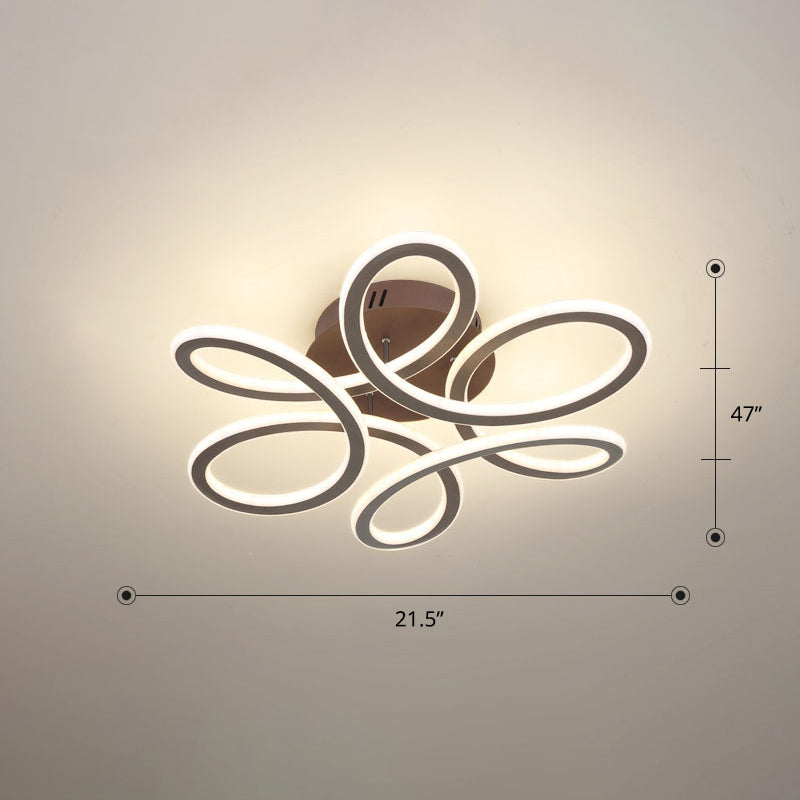 Simplicity Floral Semi Mount Lighting Metal Bedroom LED Ceiling Flush Light Fixture Clearhalo 'Ceiling Lights' 'Close To Ceiling Lights' 'Close to ceiling' 'Semi-flushmount' Lighting' 2462303