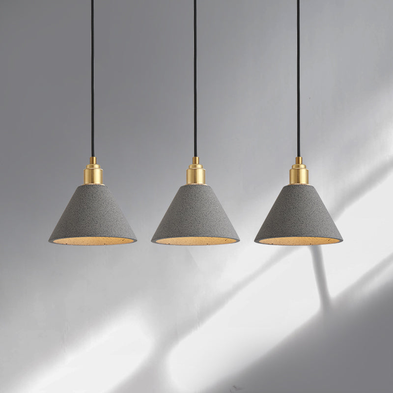 Concrete Conical Pendant Light Fixture Minimalist 1 Head Ceiling Suspension Lamp Grey Clearhalo 'Ceiling Lights' 'Modern Pendants' 'Modern' 'Pendant Lights' 'Pendants' Lighting' 2462347