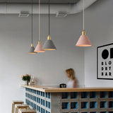 Concrete Conical Pendant Light Fixture Minimalist 1 Head Ceiling Suspension Lamp Pink Clearhalo 'Ceiling Lights' 'Modern Pendants' 'Modern' 'Pendant Lights' 'Pendants' Lighting' 2462349