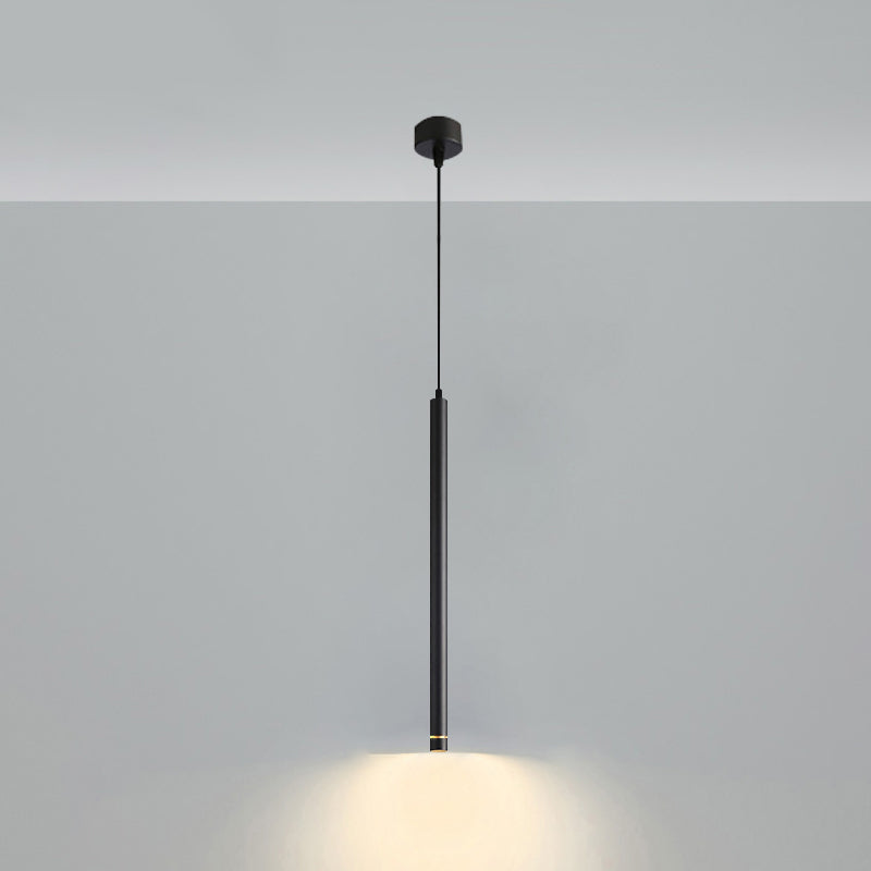 Simplicity Tube LED Hanging Lamp Metal Bedside Suspension Pendant Light in Black Black Tube Clearhalo 'Ceiling Lights' 'Modern Pendants' 'Modern' 'Pendant Lights' 'Pendants' Lighting' 2462356