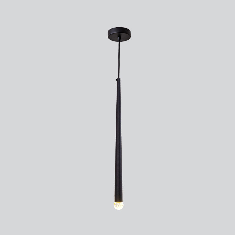 Simplicity Tube LED Hanging Lamp Metal Bedside Suspension Pendant Light in Black Black Crystal Bead Clearhalo 'Ceiling Lights' 'Modern Pendants' 'Modern' 'Pendant Lights' 'Pendants' Lighting' 2462361