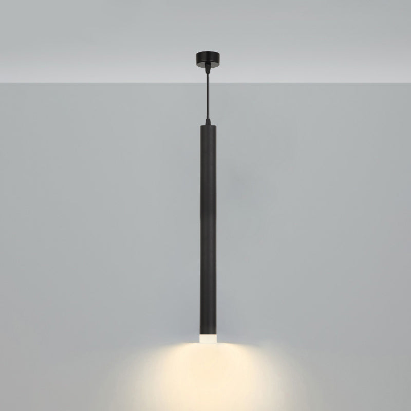 Simplicity Tube LED Hanging Lamp Metal Bedside Suspension Pendant Light in Black Black Column Clearhalo 'Ceiling Lights' 'Modern Pendants' 'Modern' 'Pendant Lights' 'Pendants' Lighting' 2462365