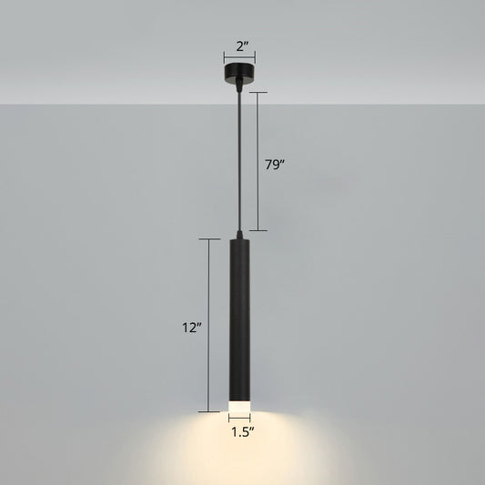 Simplicity Tube LED Hanging Lamp Metal Bedside Suspension Pendant Light in Black Clearhalo 'Ceiling Lights' 'Modern Pendants' 'Modern' 'Pendant Lights' 'Pendants' Lighting' 2462368
