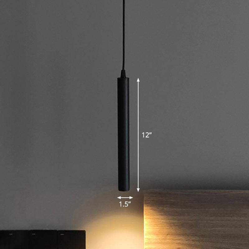 Simplicity Tube LED Hanging Lamp Metal Bedside Suspension Pendant Light in Black Clearhalo 'Ceiling Lights' 'Modern Pendants' 'Modern' 'Pendant Lights' 'Pendants' Lighting' 2462371