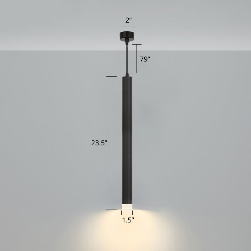 Simplicity Tube LED Hanging Lamp Metal Bedside Suspension Pendant Light in Black Clearhalo 'Ceiling Lights' 'Modern Pendants' 'Modern' 'Pendant Lights' 'Pendants' Lighting' 2462374