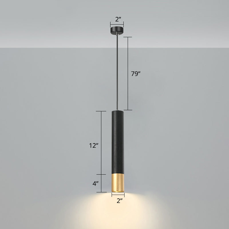 Simplicity Tube LED Hanging Lamp Metal Bedside Suspension Pendant Light in Black Clearhalo 'Ceiling Lights' 'Modern Pendants' 'Modern' 'Pendant Lights' 'Pendants' Lighting' 2462375