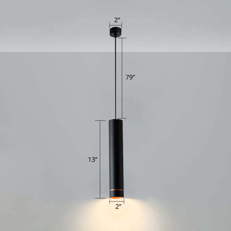Simplicity Tube LED Hanging Lamp Metal Bedside Suspension Pendant Light in Black Clearhalo 'Ceiling Lights' 'Modern Pendants' 'Modern' 'Pendant Lights' 'Pendants' Lighting' 2462376