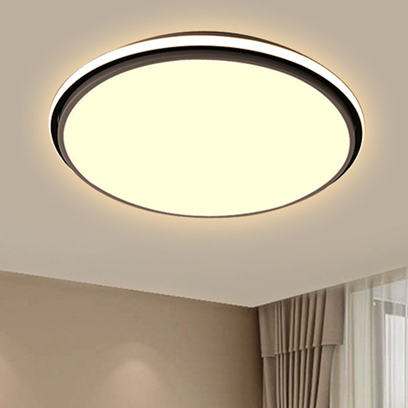 Black and White Circular Flush Mount Contemporary Led 12"/16"/19.5" Wide Acrylic Flush Mount Fixture with Recessed Diffuser in White/Warm Light Black-White Warm Clearhalo 'Ceiling Lights' 'Close To Ceiling Lights' 'Close to ceiling' 'Flush mount' Lighting' 246245